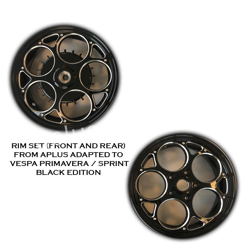 Velgen Set A-Plus (Voor + Achter) Passend Op Vespa Primavera/Sprint Black Edition