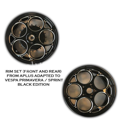 Velgen Set A-Plus (Voor + Achter) Passend Op Vespa Primavera/Sprint Black Edition