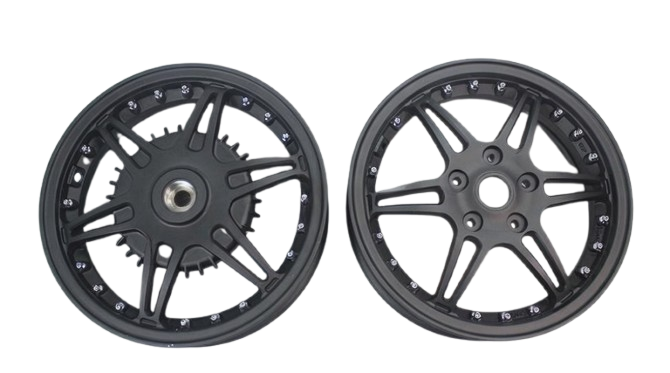 Velgen Set A-Plus (Voor + Achter) Passend Op Vespa Primavera/Spint Matt Black Edition - Sport