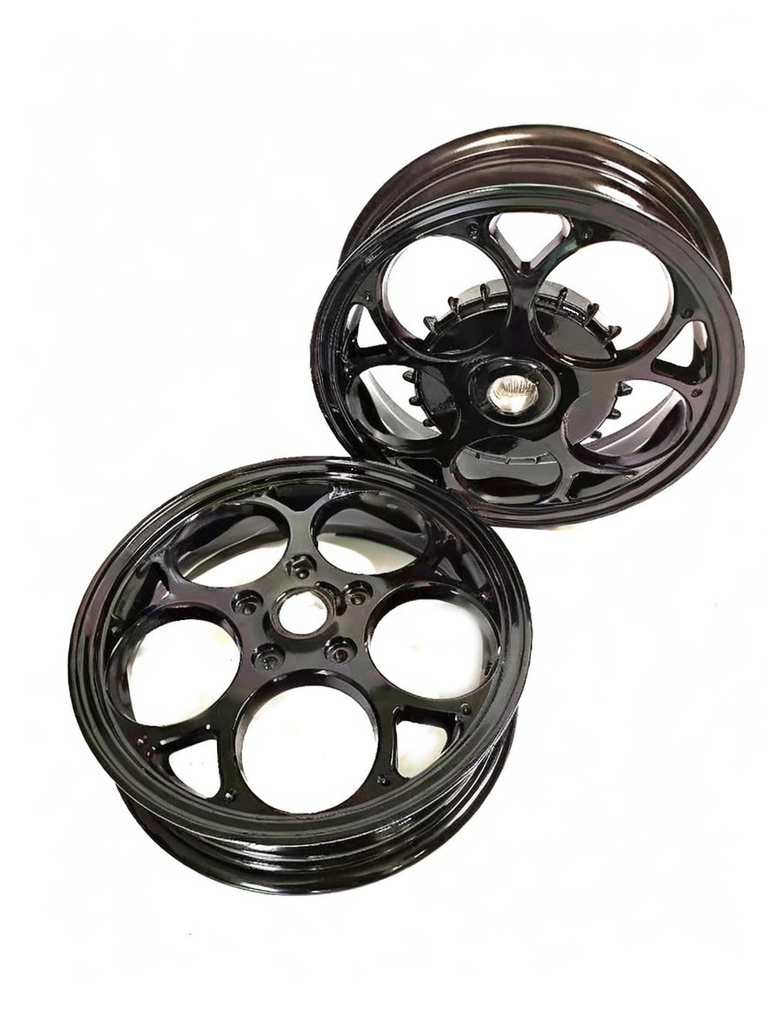 Velgen Set A-Plus (Voor + Achter) Passend Op Vespa Primavera/Sprint Shiny Black/Shiny Black Edition